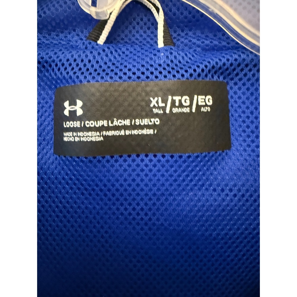 Under Armour Mens Windbreaker Jacket XLT Blue Silver Grey Hooded - Picture 3 of 11